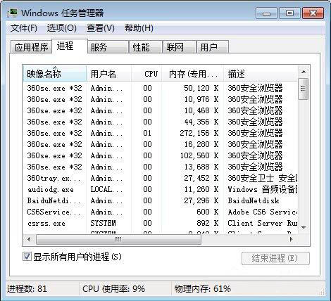win7查看進程的線程數的方法